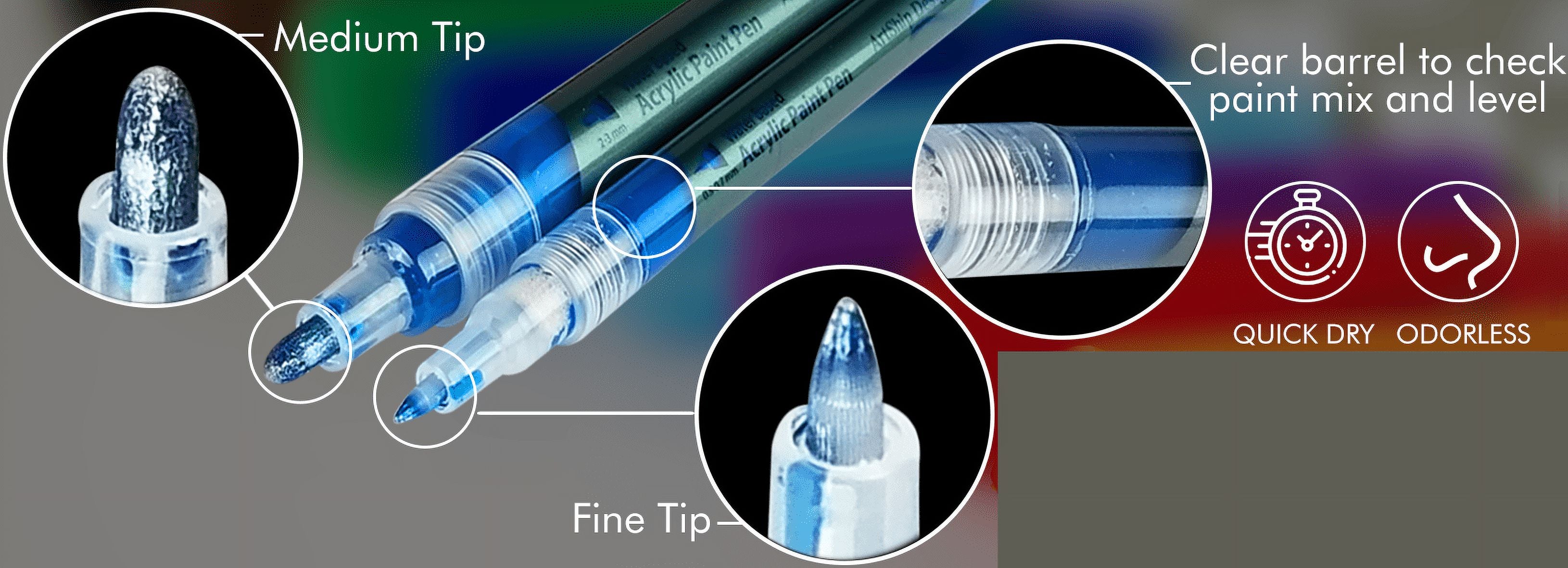 35 Premium Acrylic Paint Pens, Double Pack of Both Extra Fine & Medium Tip Paint Markers by ArtShip Design