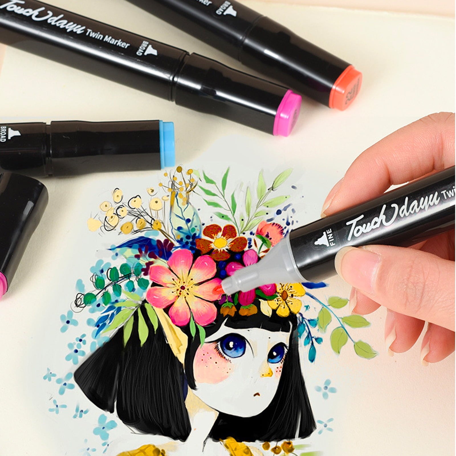 80 Colors Alcohol Based Markers Brush Tip,MIKOUJOS Double Tip Paint Pens Art Marker Set for Adult Coloring Drawing