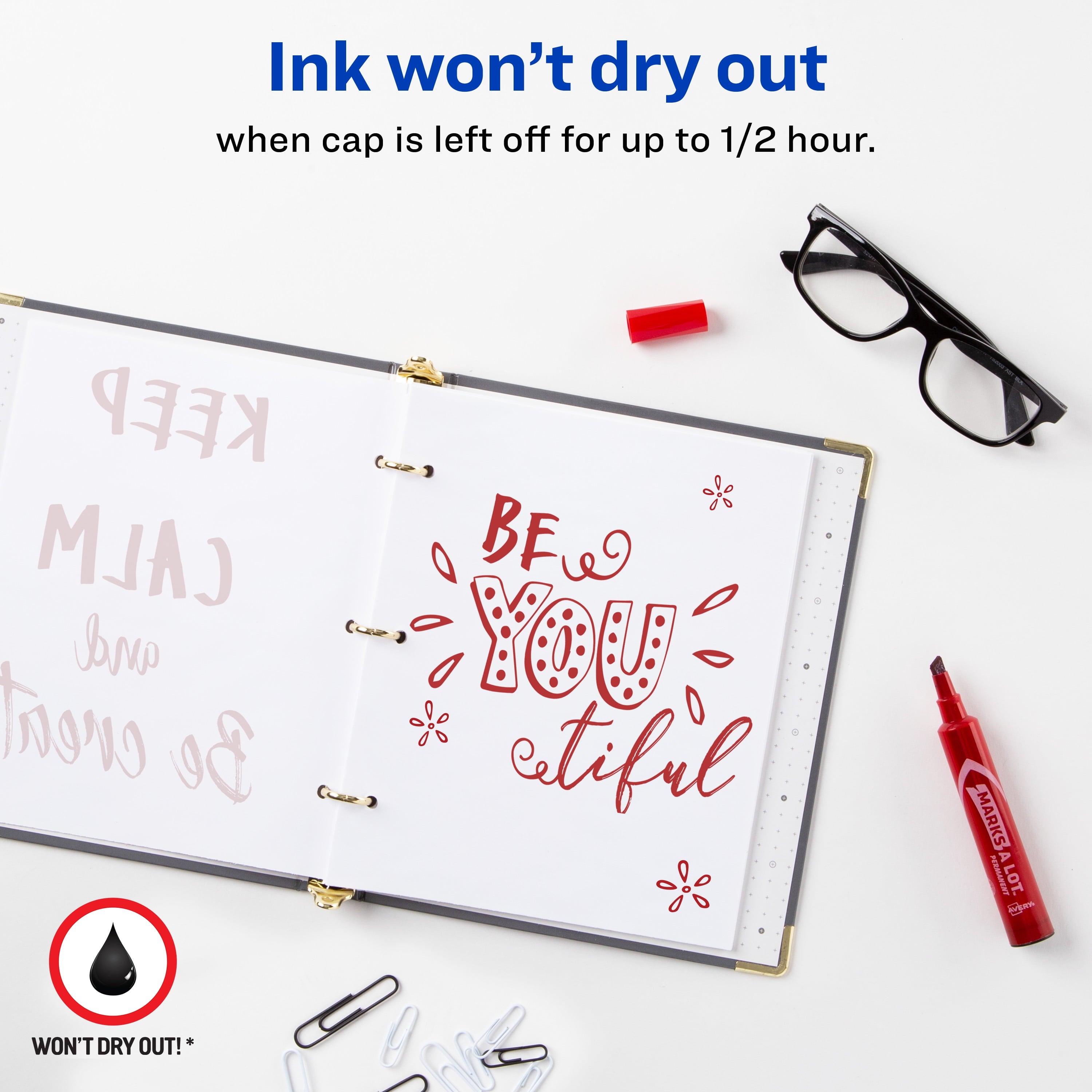 Avery Marks A Lot Permanent Markers, Regular Desk-Style, 1 Red Marker