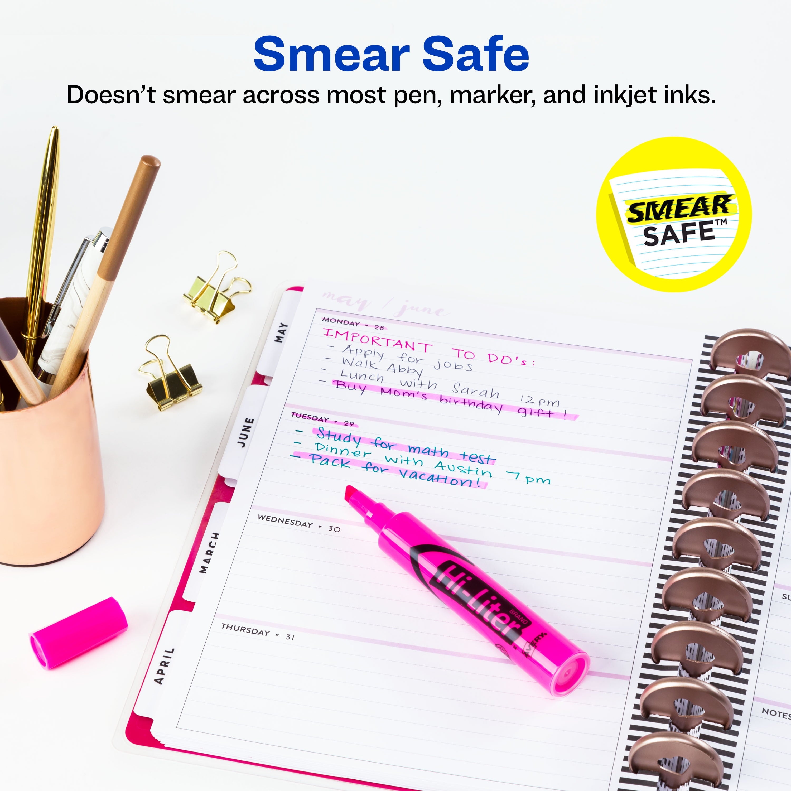 Avery Hi-Liter Desk-Style Highlighter, Fluorescent Pink (24010)