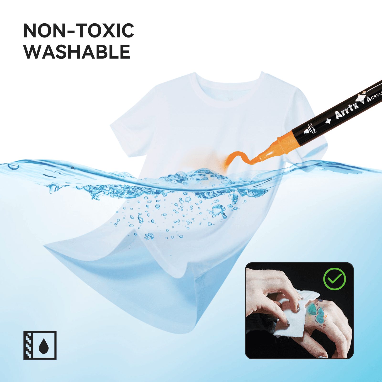 Arrtx Acrylic Paint Pens, 64 Colors Fine Tip and Brush Tip Markers, Water-based Acrylic Paint Markers for Rock Painting, Ceramic, Glass, Wood, Fabric, Canvas, DIY Craft, Art Supplies