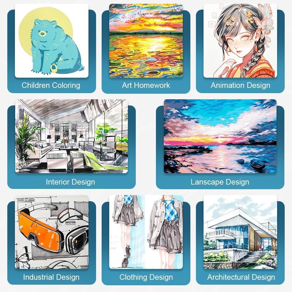 100 pcs Alcohol Markers Set, Double Ended Artist with Carrying Case Great for Coloring, Painting, Sketching, Card Making and Illustration