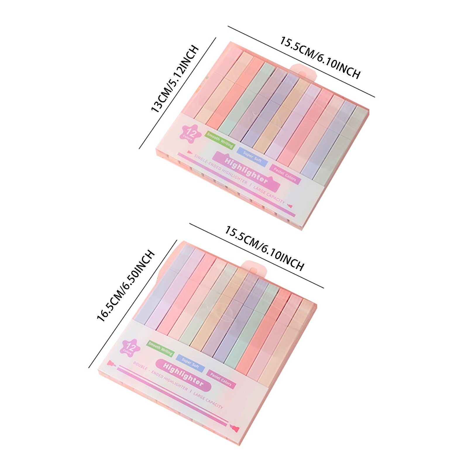 AQITTI 12Pcs Highlighters Aesthetic Pastel Highlighter&Single Double Headed Suit Set with Soft Pen Tip Highlighters and Pens No (Multicolor) 1Ml