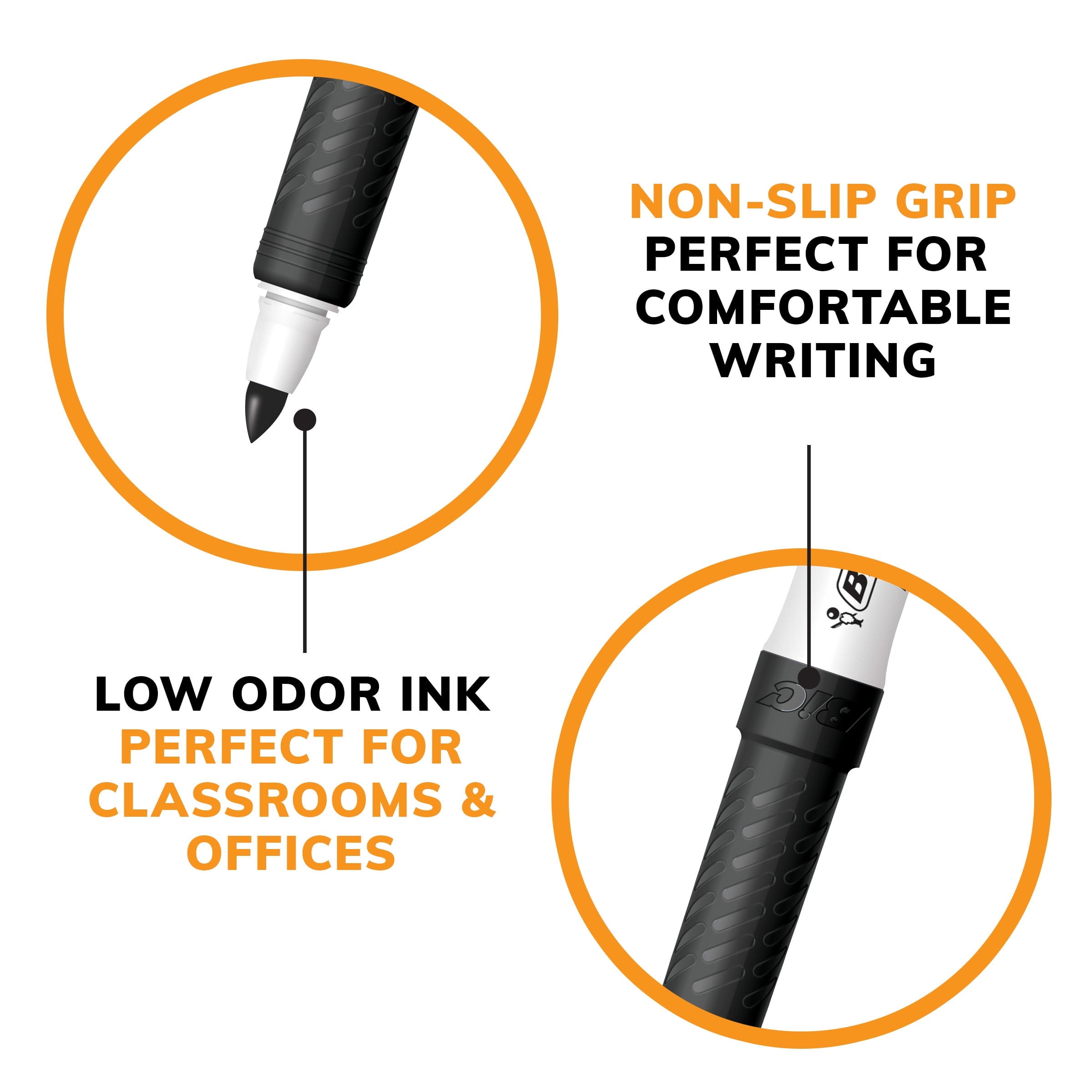 BIC Intensity Black Low Odor Dry Erase Markers, Fine Tip, 12-Count Pack