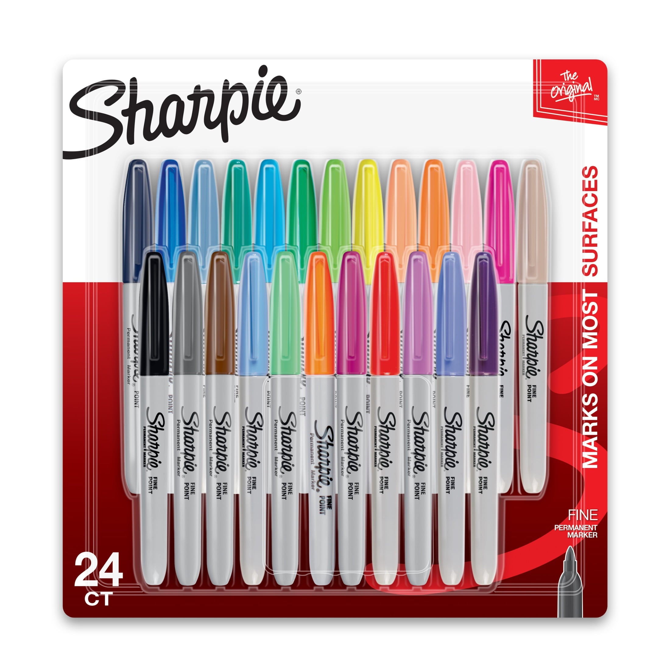 (3 pack) Sharpie Electro Pop Permanent Markers, Fine Point, Assorted Colors, 24 Count