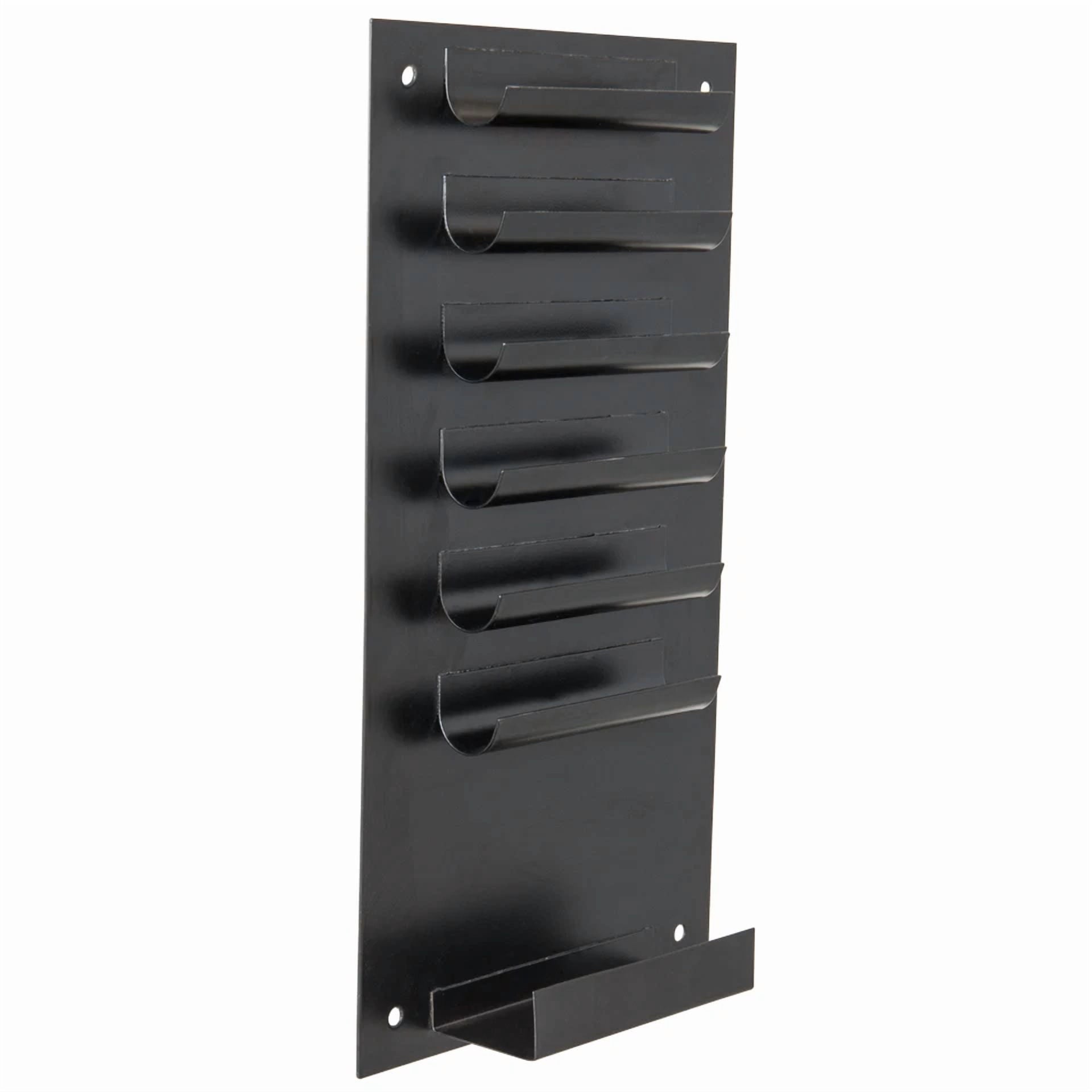 6-Slot Wall Mounted Metal Dry Erase Marker & Eraser Vertical Storage, Black