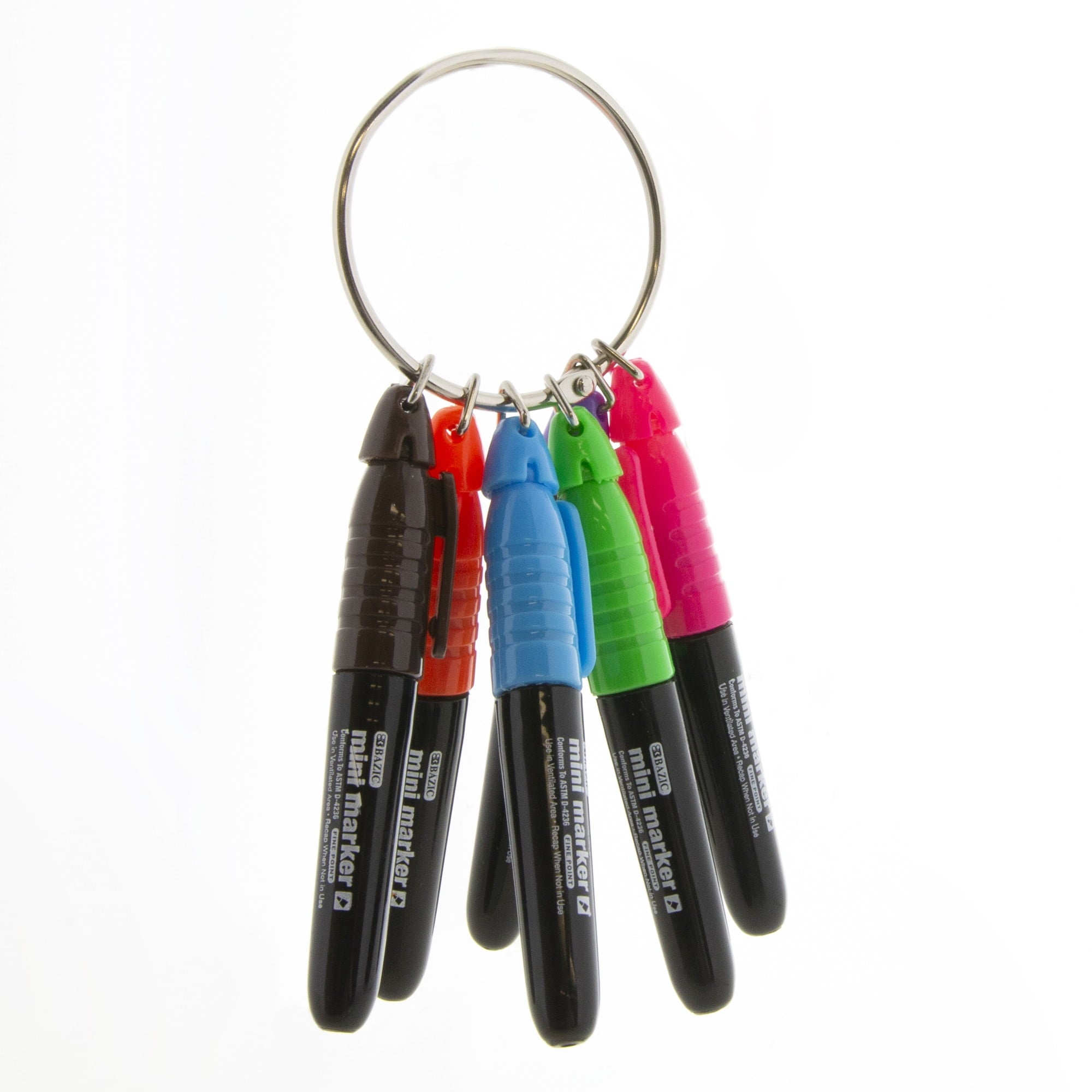 BAZIC Permanent Marker Fine Line, Mini Assorted Color Markers (5/Pack), 1-Pack