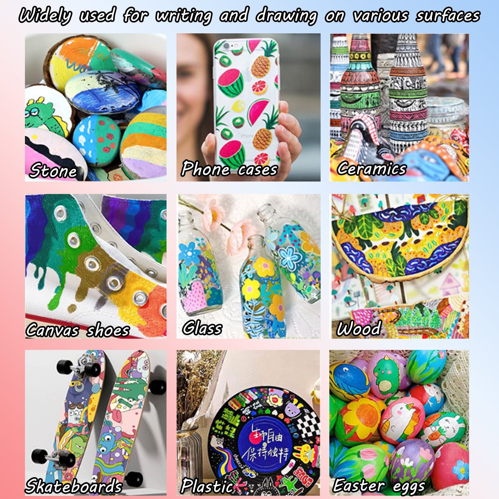 Permanent Marker Black Acrylic Pen, Waterproof Quick Drying (1.0mm-6.0mm)Thread Width Suitable for Stone, Wood, Glass, Ceramic, Canvas, Tyres and Textiles