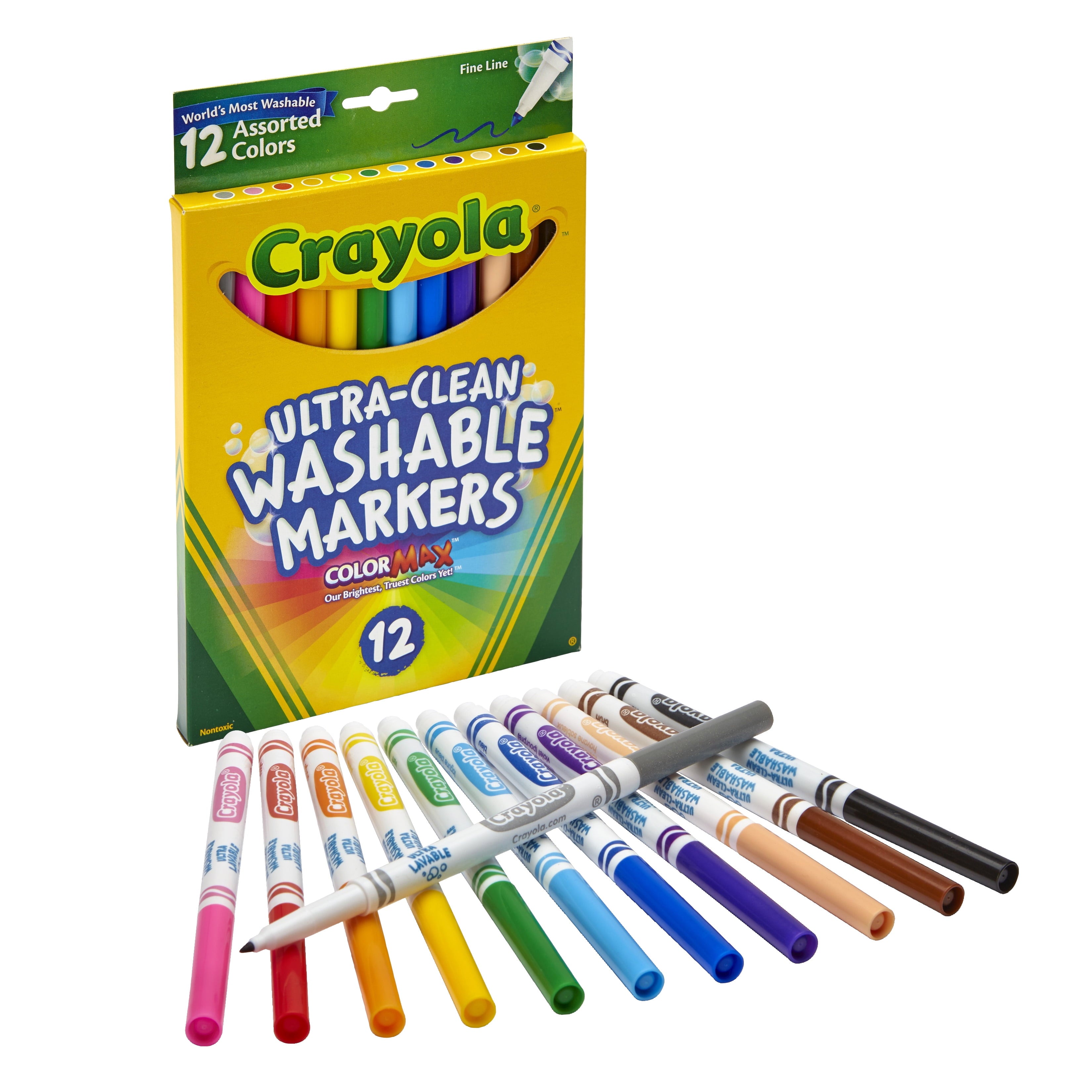 Crayola 12ct Fineline Washable Marker Set, School Supplies, Beginner Child