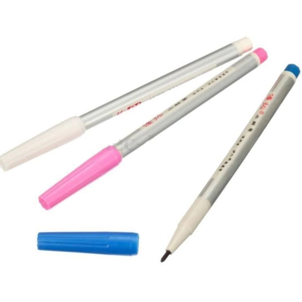 3Pcs(White, Blue, Pink) Water Erasable Vanishing Fabric Marker Cloth Ink Pen