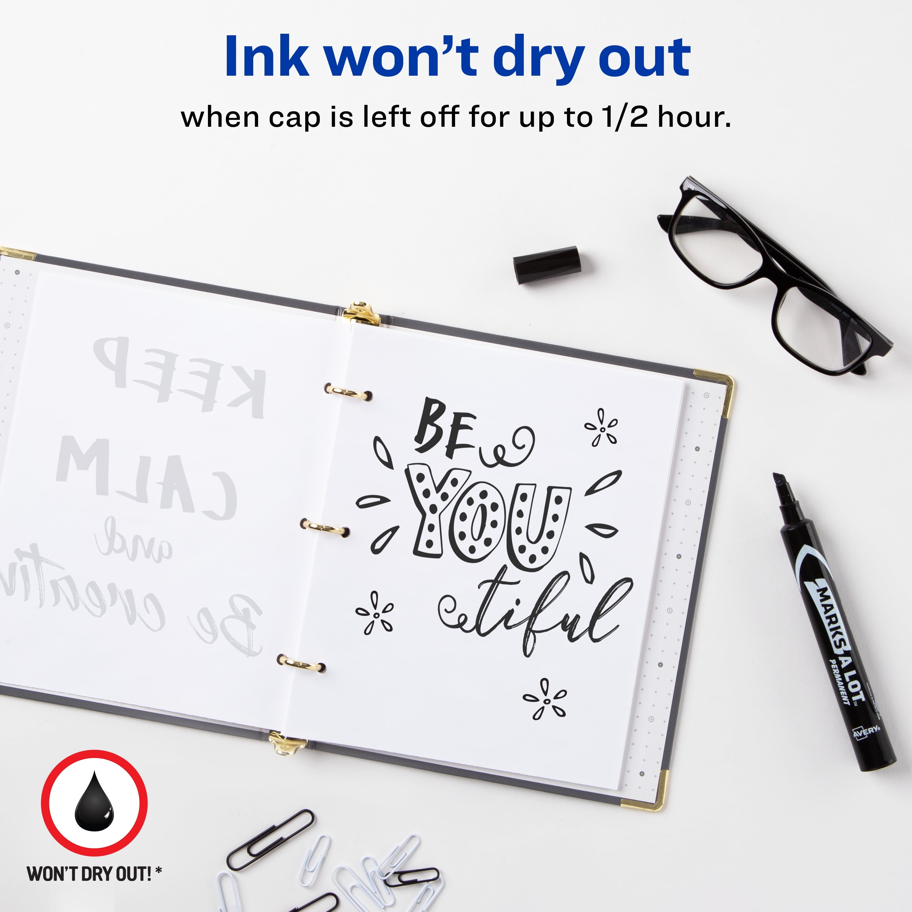 Avery Marks A Lot Permanent Markers, Large Desk-Style, Black, 36/BX