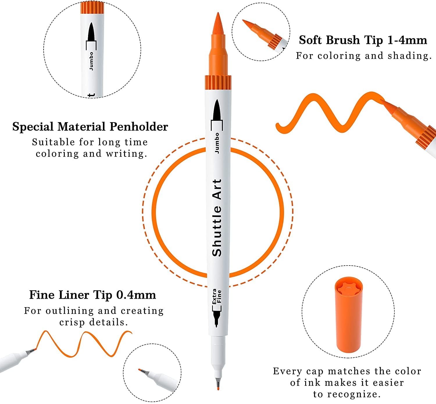 120 Colors Dual Tip Brush Art Marker Pens with 1 Coloring Book, Shuttle Art Fineliner and Brush Dual Tip Markers Set for Adult Artist Calligraphy Hand Lettering Doodling
