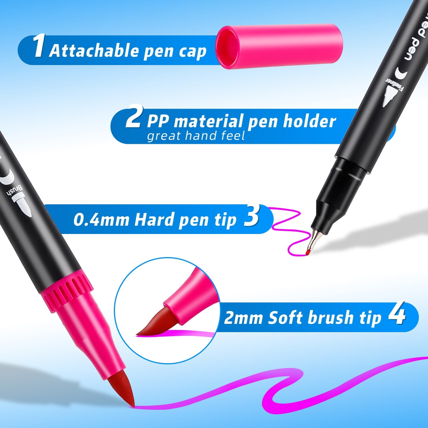 80 Colors Art Brush Marker, Dual Tip Coloring Markers, Fine Tip and Brush Tip Markers Pen for Note taking Planner Calligraphy Drawing, DIY Markers for Adults