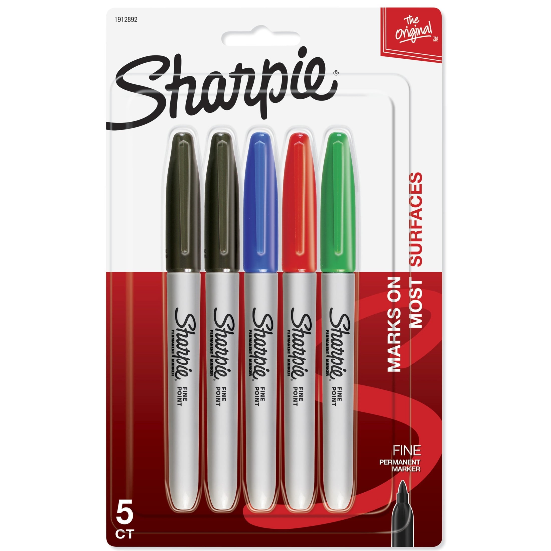 (3 pack) Sharpie Permanent Markers, Fine Point, Assorted Colors, 5 Count