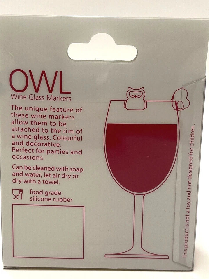 6-Pack Colorful Owl Silicone Rubber Wine Marker Markers Collection Party Dinner