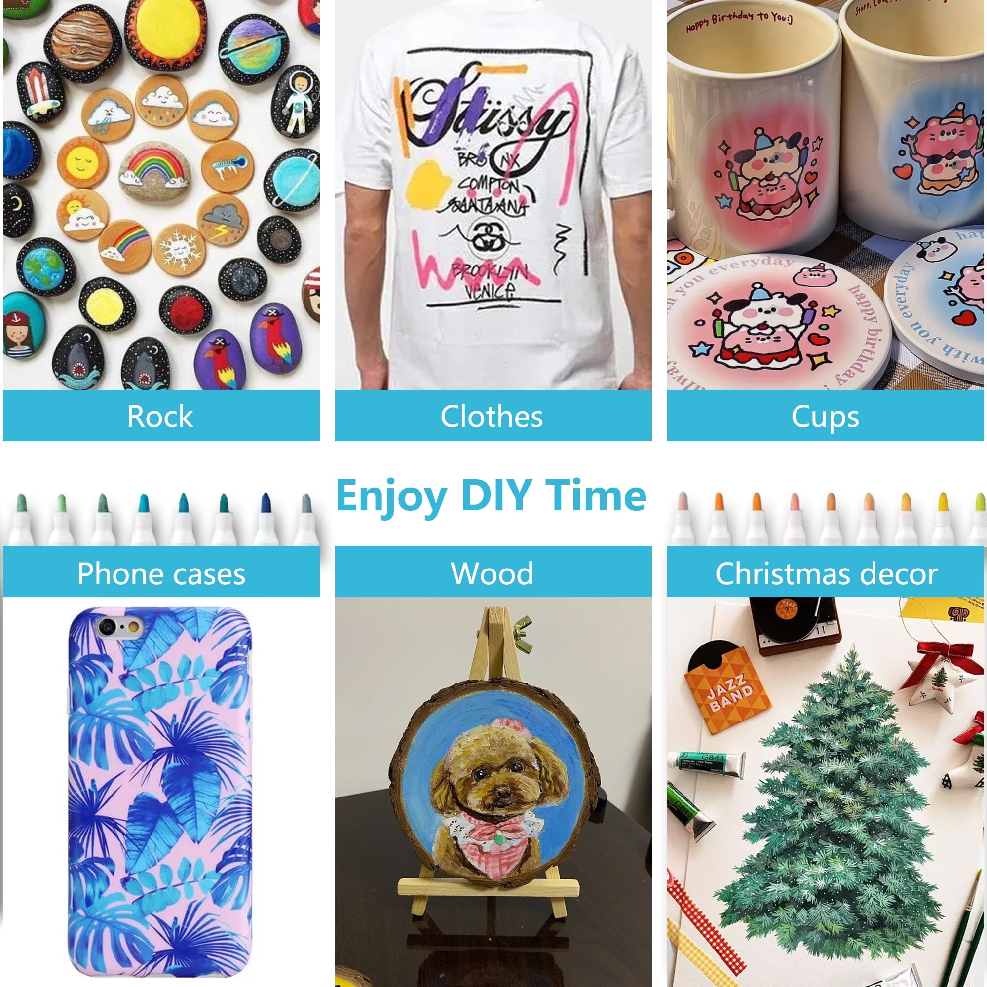 Acrylic Paint Pens Set,24 Colors Acrylic Markers Kits for 2mm Painting,Quick Dry Acrylic Paint Markers for Wood,Canvas,Stone,Rock Painting,Glass,Ceramic Surfaces,DIY Crafts Making Art Supplies