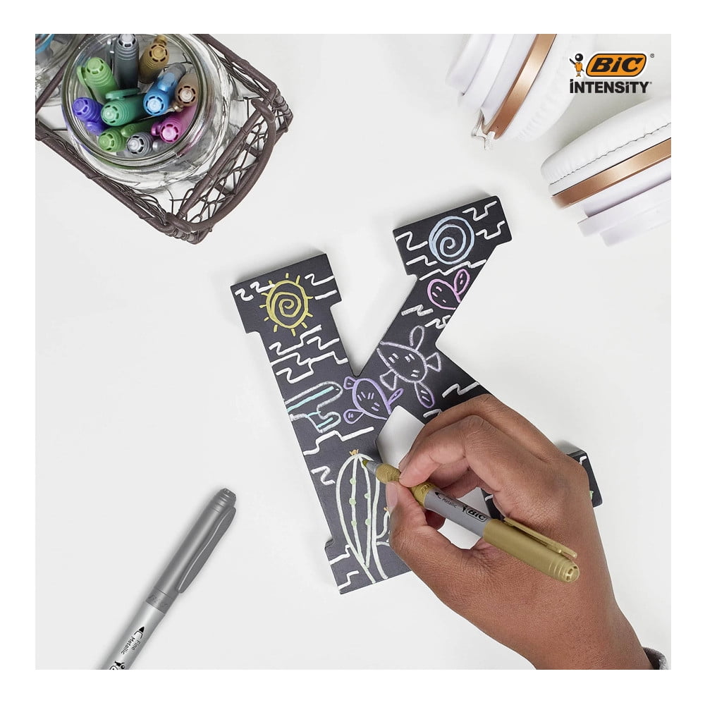 BIC Marking Permanent Marker, Metallic, Fine Point, Assorted Colors, 8-Count