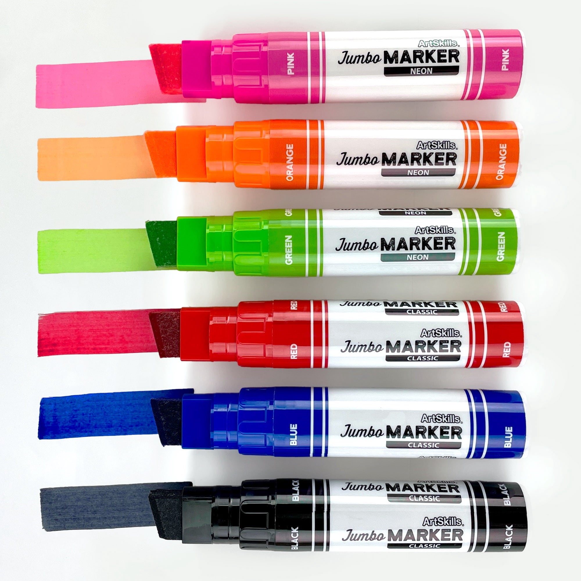 ArtSkills Jumbo Chisel-Tip Markers, 6-Pack, Assorted Neon & Classic Colors for Posters & Signs