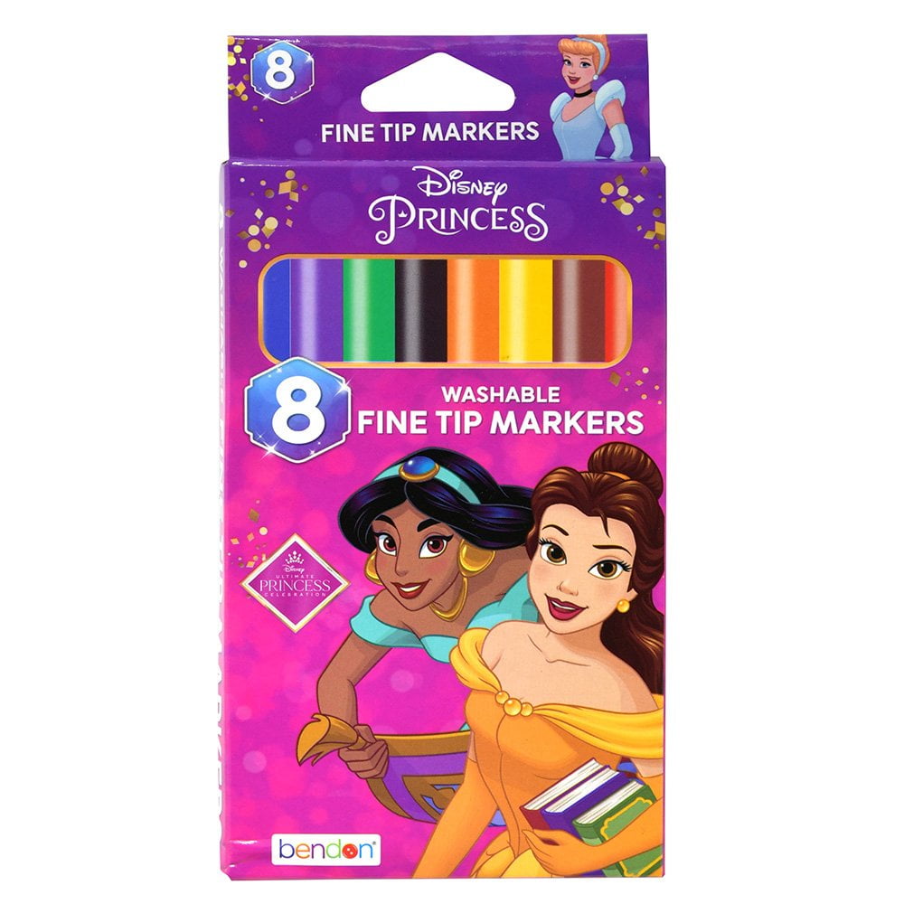 6 pack Disney Princess 8-Count Fine Tip Markers