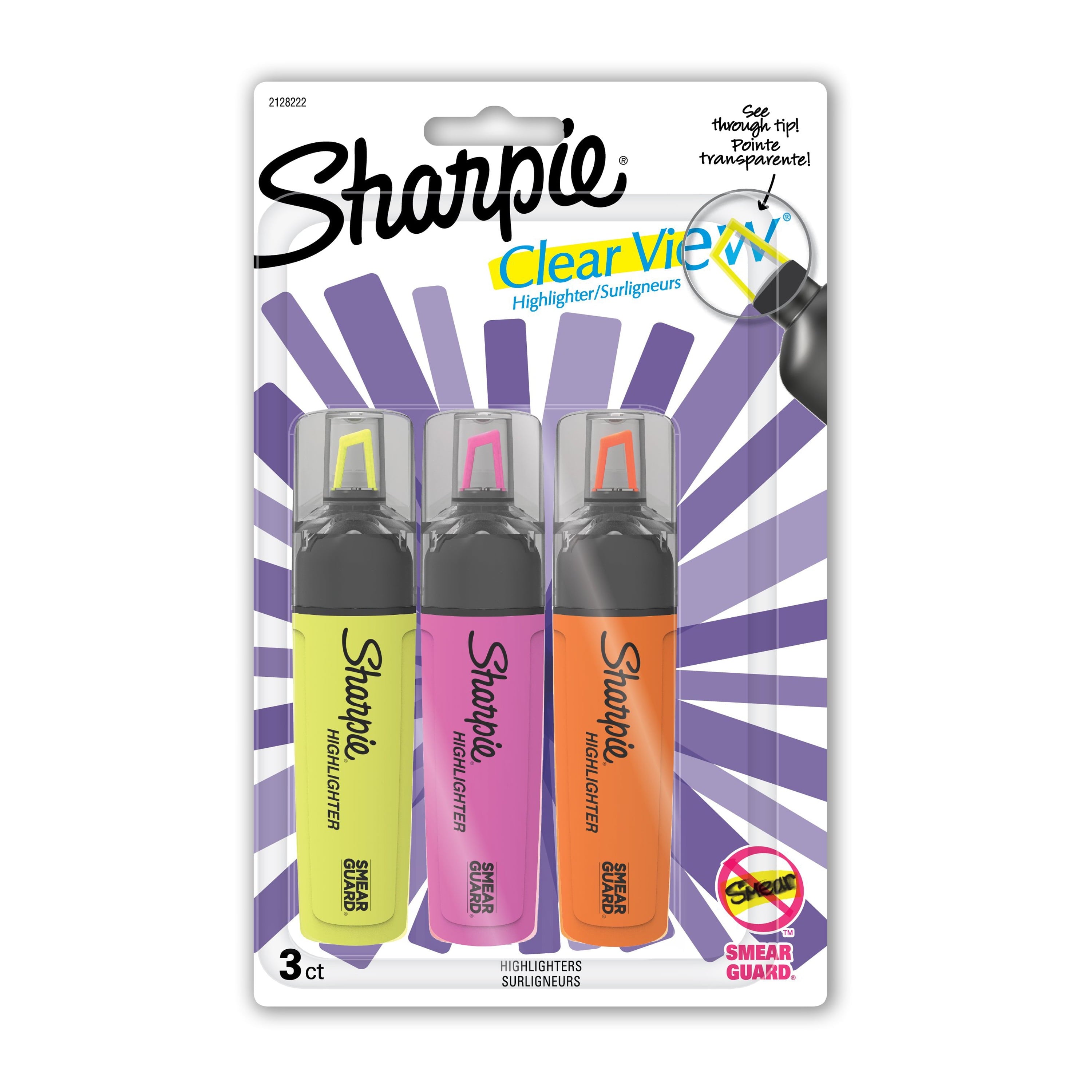 (4 pack) Sharpie Highlighter, Clear View Highlighter with See-Through Chisel Tip, Tank Highlighter, Assorted, 3 Count