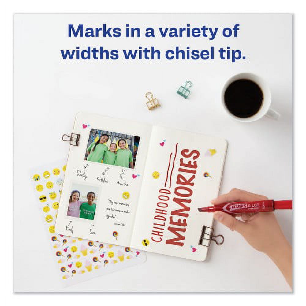 Avery MARKS A LOT Regular Desk-Style Permanent Marker, Broad Chisel Tip, Red, Dozen , Each
