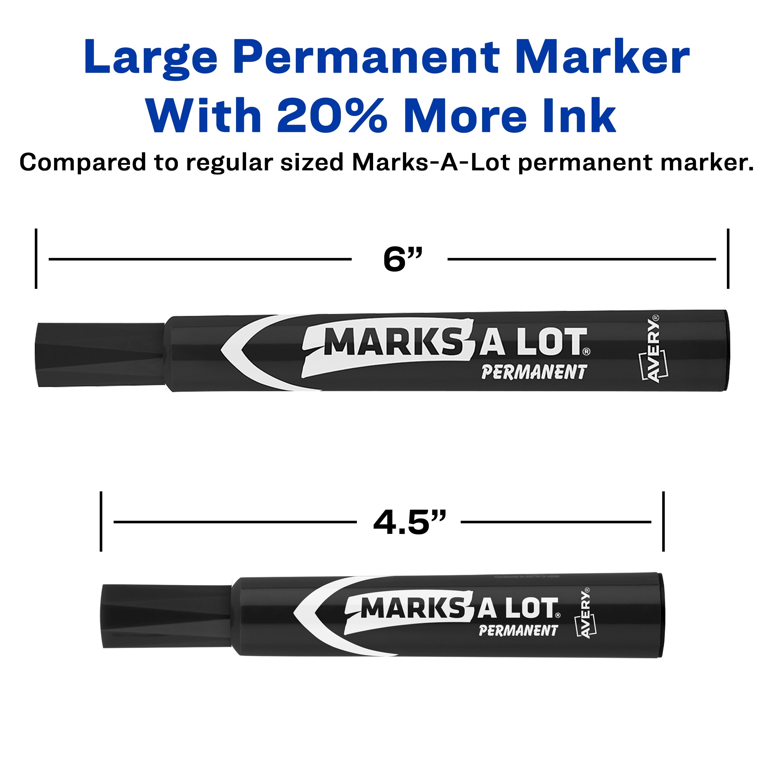 Avery Marks A Lot Permanent Markers, Large Desk-Style, Black, 36/BX