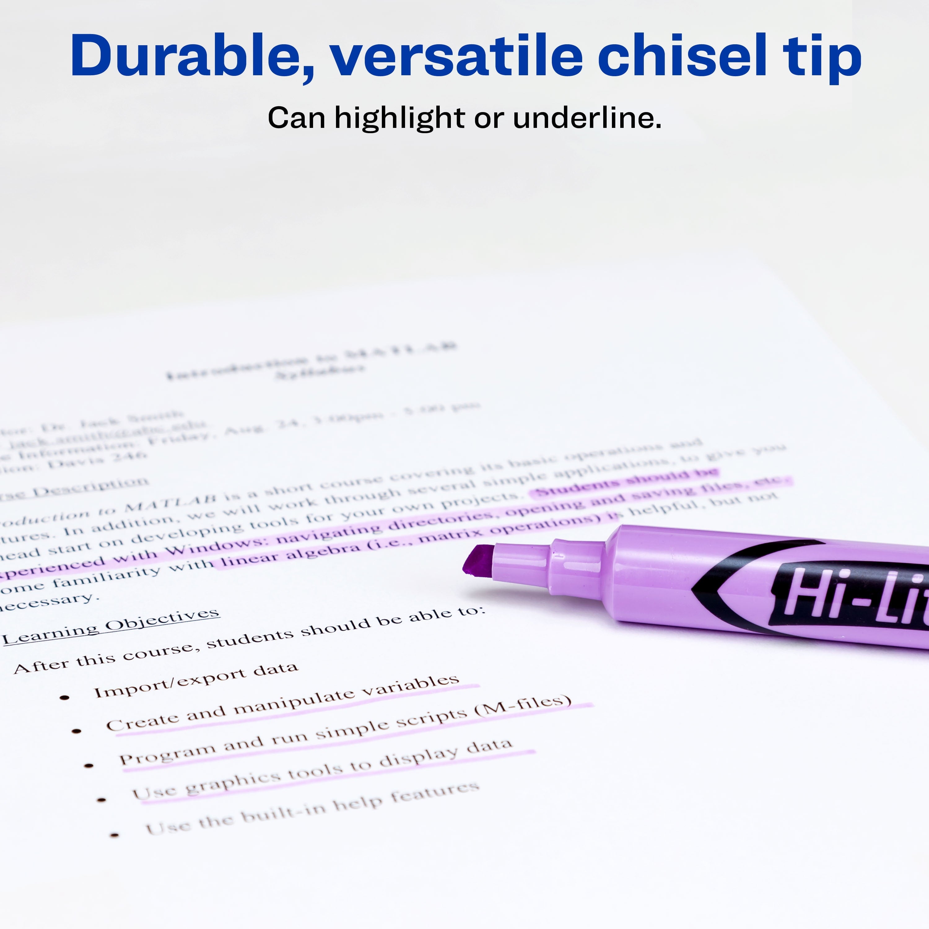 Avery Hi-Liter Desk-Style Highlighters, SmearSafe, Chisel Tip, 1 Fluorescent Purple Highlighter (24060)