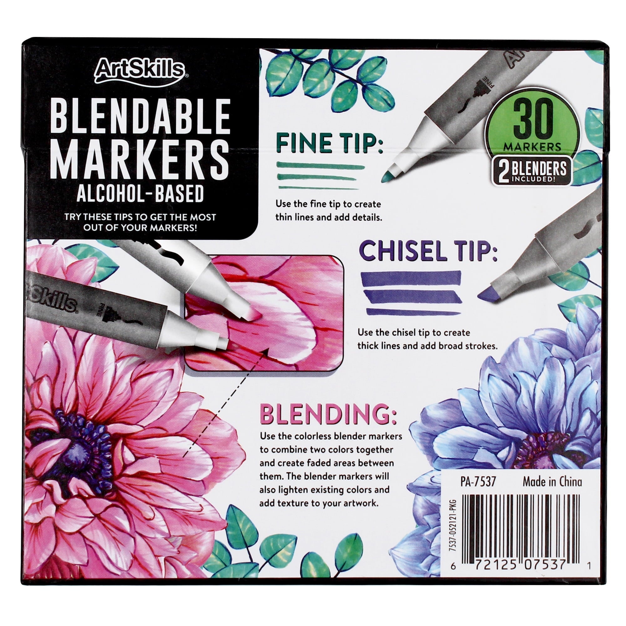 ArtSkills Dual-Tip Blendable Alcohol Markers with Colorless Blenders, for Adults & Teens, 32 Count