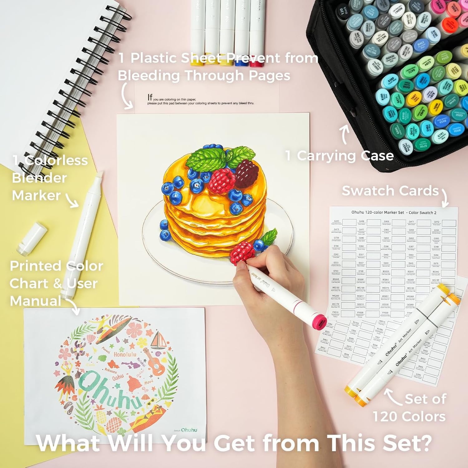 Ohuhu Alcohol Based Art Markers 120 Colors - Chisel & Fine Oahu of Ohuhu Markers