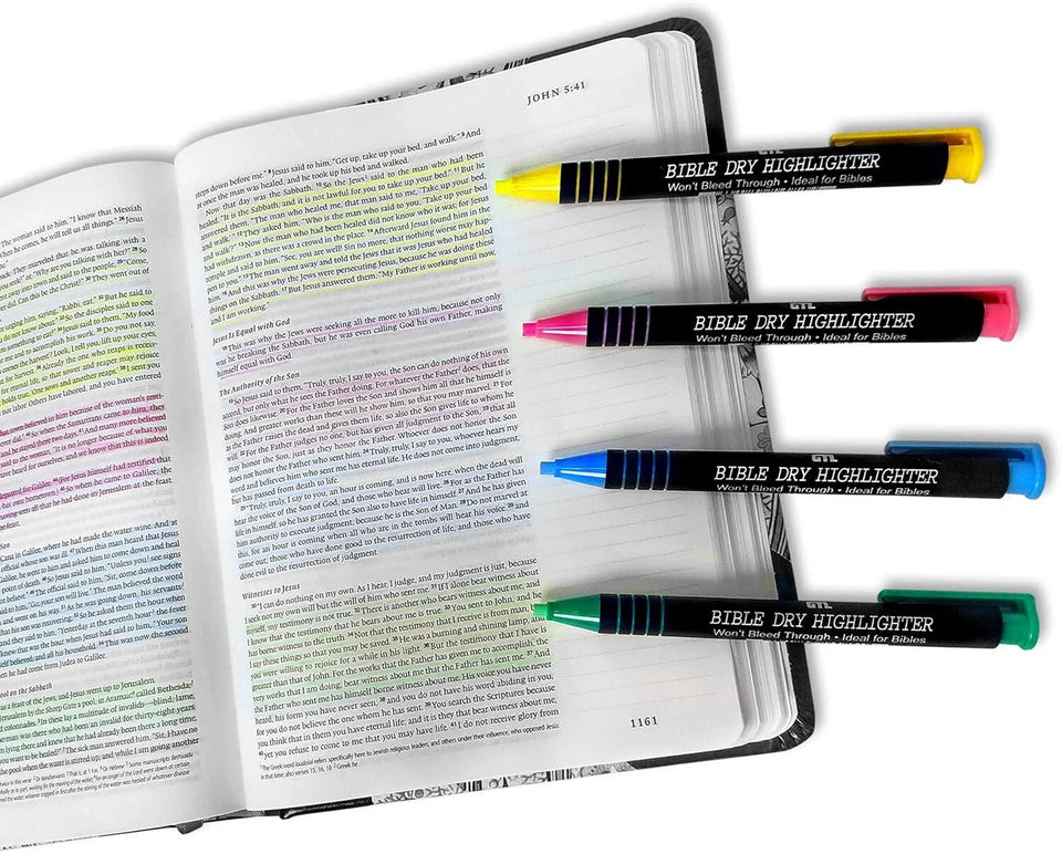 Bible Dry Highlighter Kit Gtl 4 Pens Yellow, Blue, Green, Pink