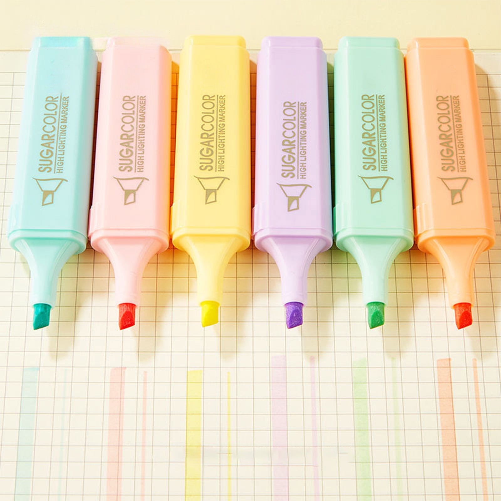 6-Color Pastel Highlighter Set - Chisel Tip Bible Journaling Markers for Students, No Bleed Pastel Highlighters for Note Taking, Planner & Doodling Supplies