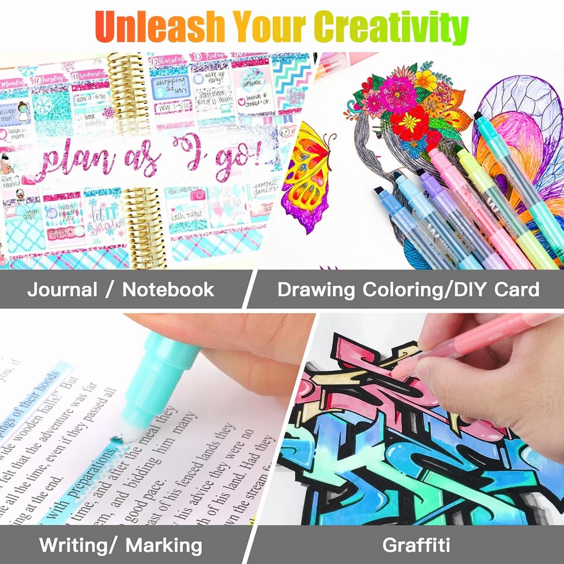 10Pcs Erasable Highlighters Multifunction Fluorescent Marker Pen For Whiteboard