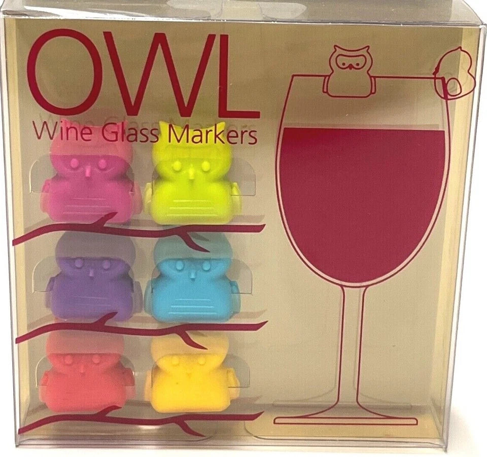 6-Pack Colorful Owl Silicone Rubber Wine Marker Markers Collection Party Dinner