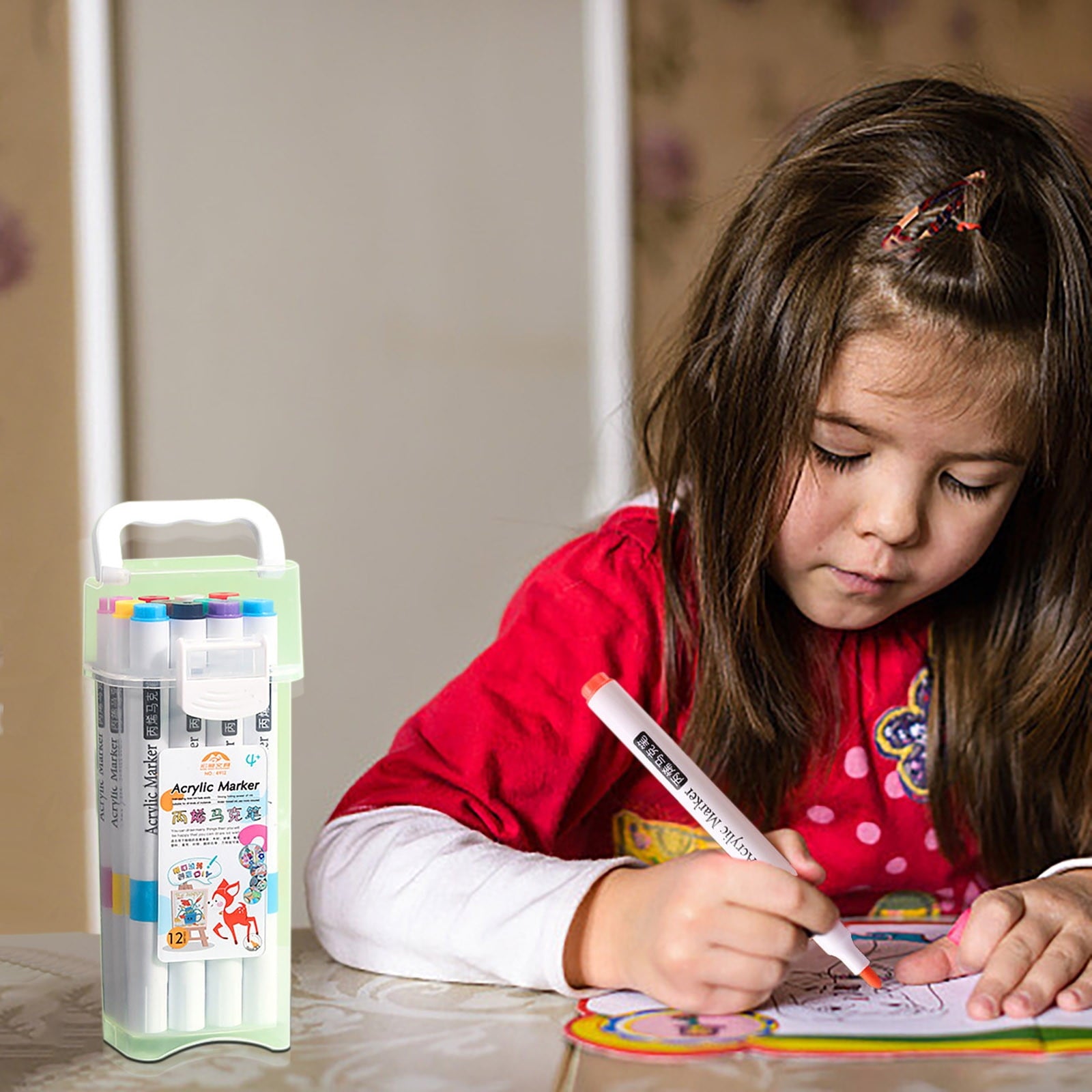 Acrylic Marker For 's Large Capacity Washable Non-permeable Watercolor Pen Art 24 Colors Can Be Stacked 60ml