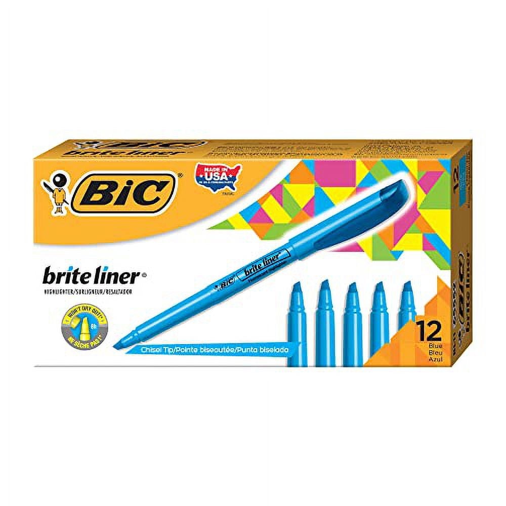 BIC® Brite Liner® Highlighters, Blue, Box Of 12