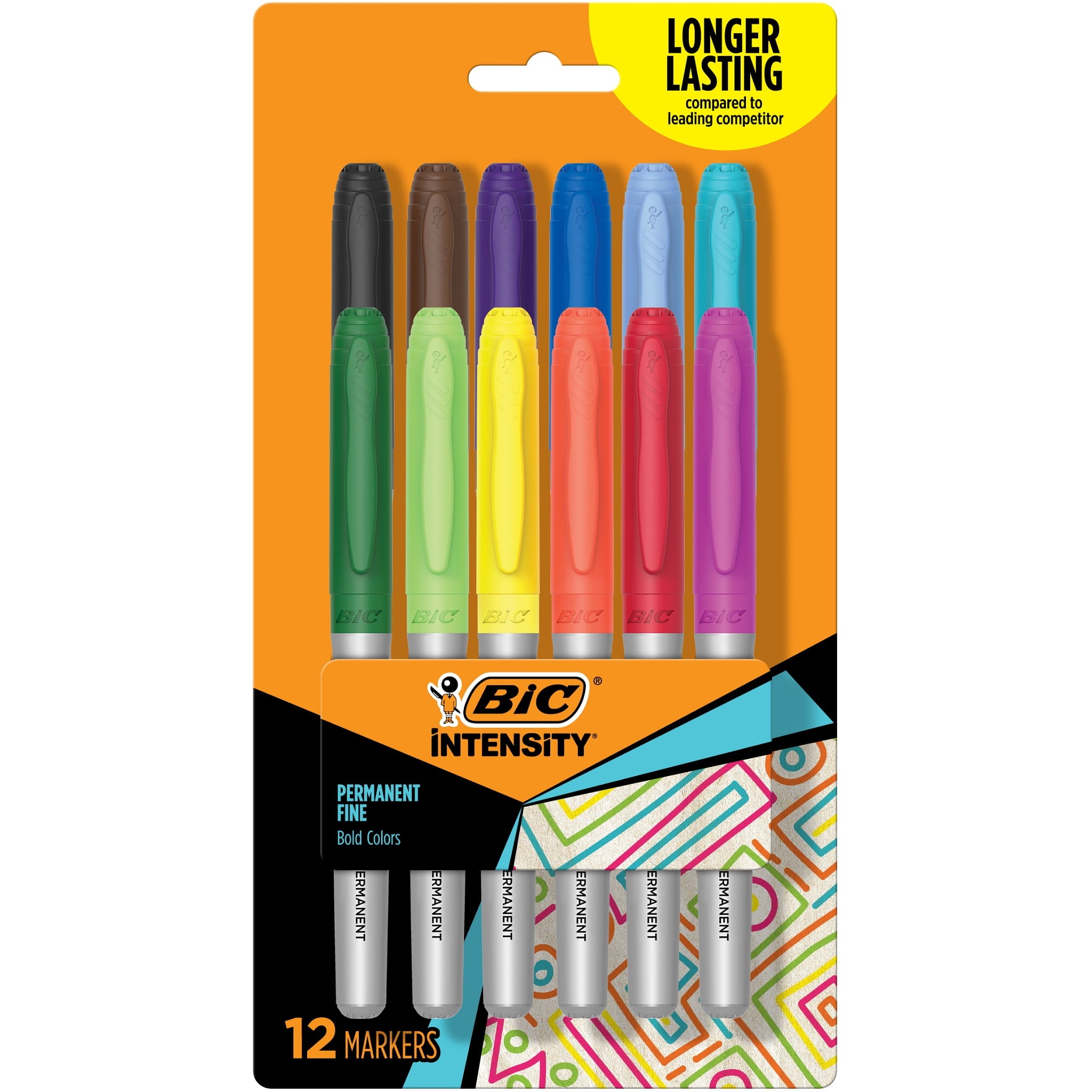BIC Intensity Assorted Colors Fashion Permanent Markers, Fine Point, 12-Count Pack of Color Markers