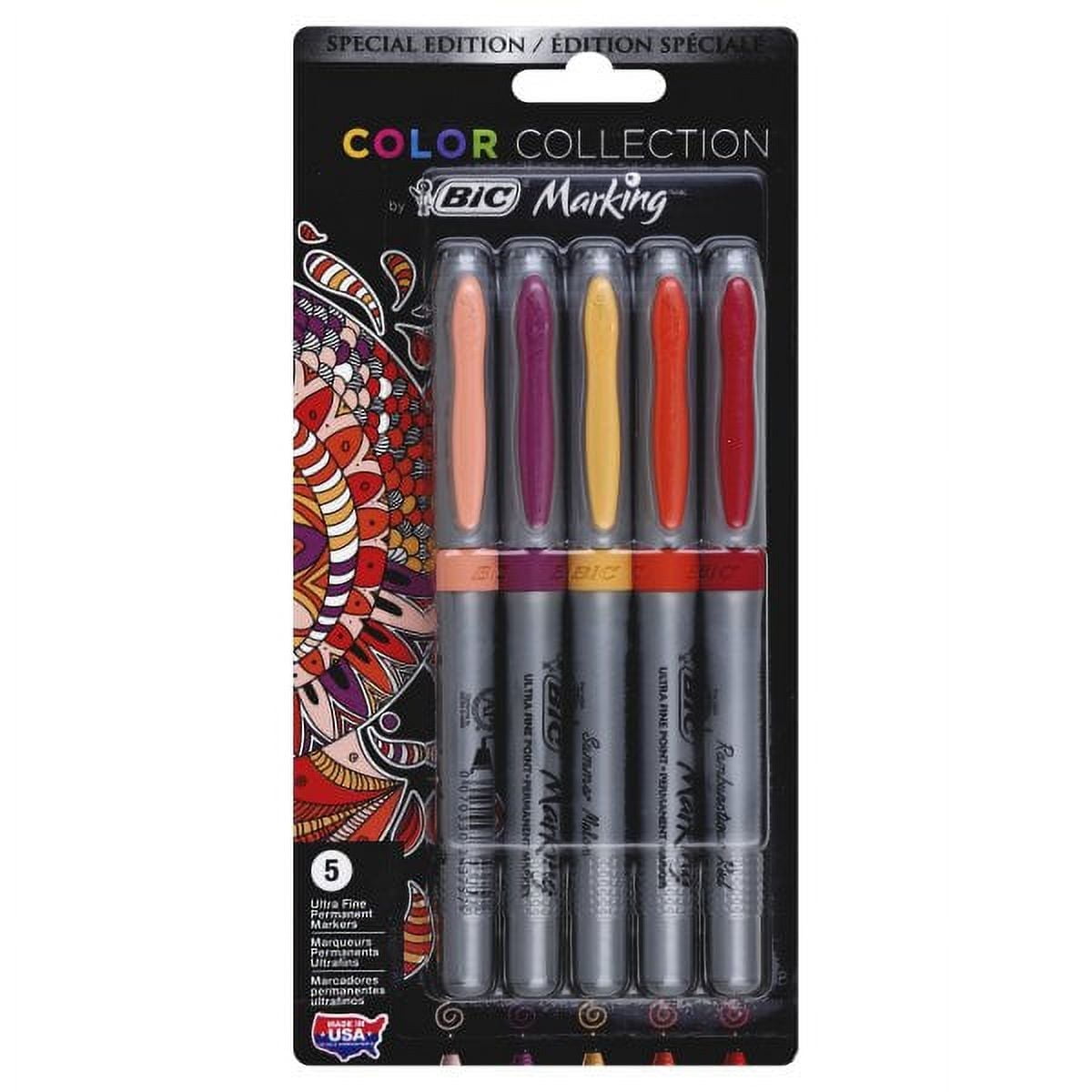 Bic Color Collection Marking Ultra Fine Happy Colors Permanent Marker, 5 markers