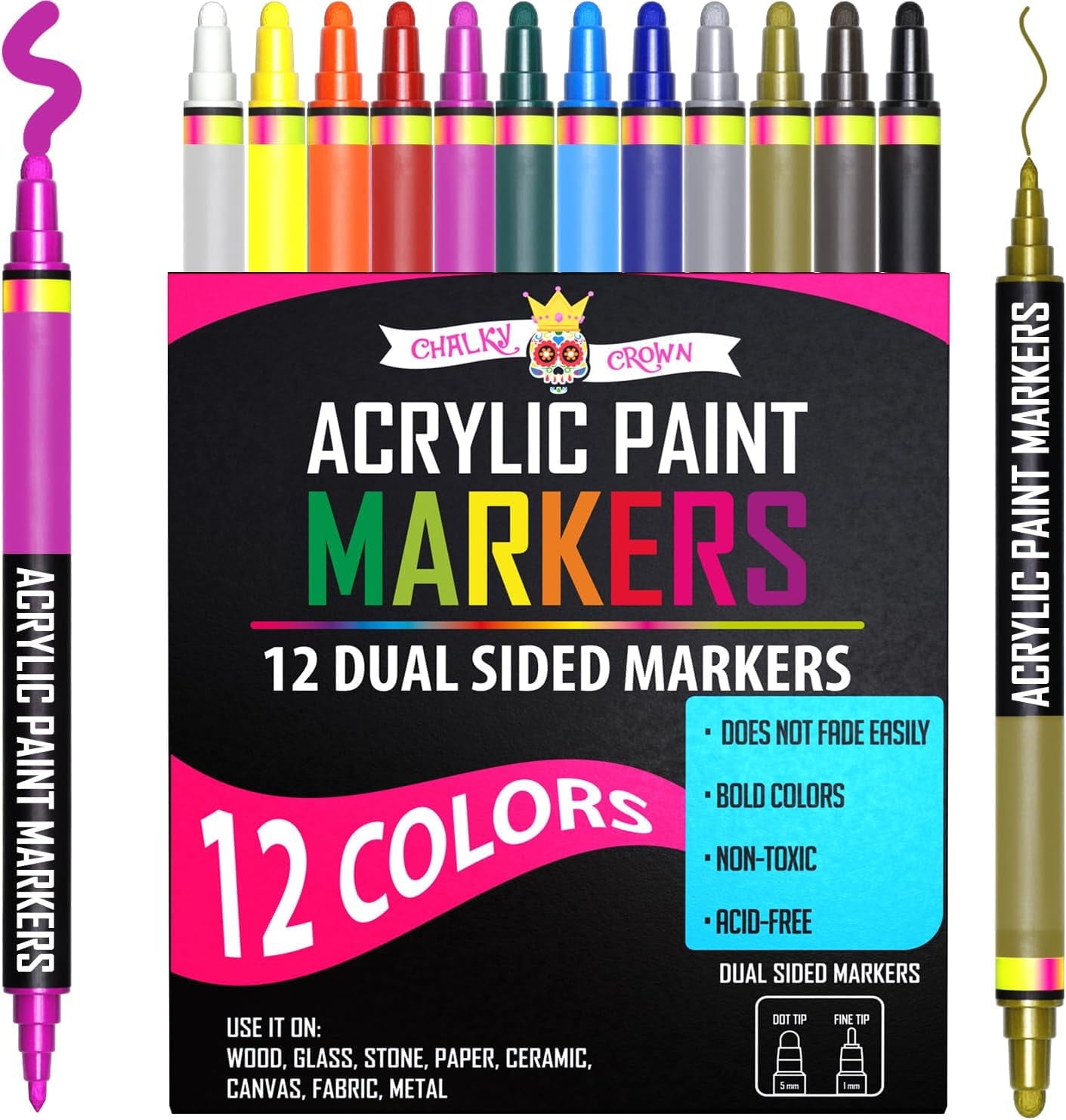 Chalky Crown Acrylic Markers 12 Pack