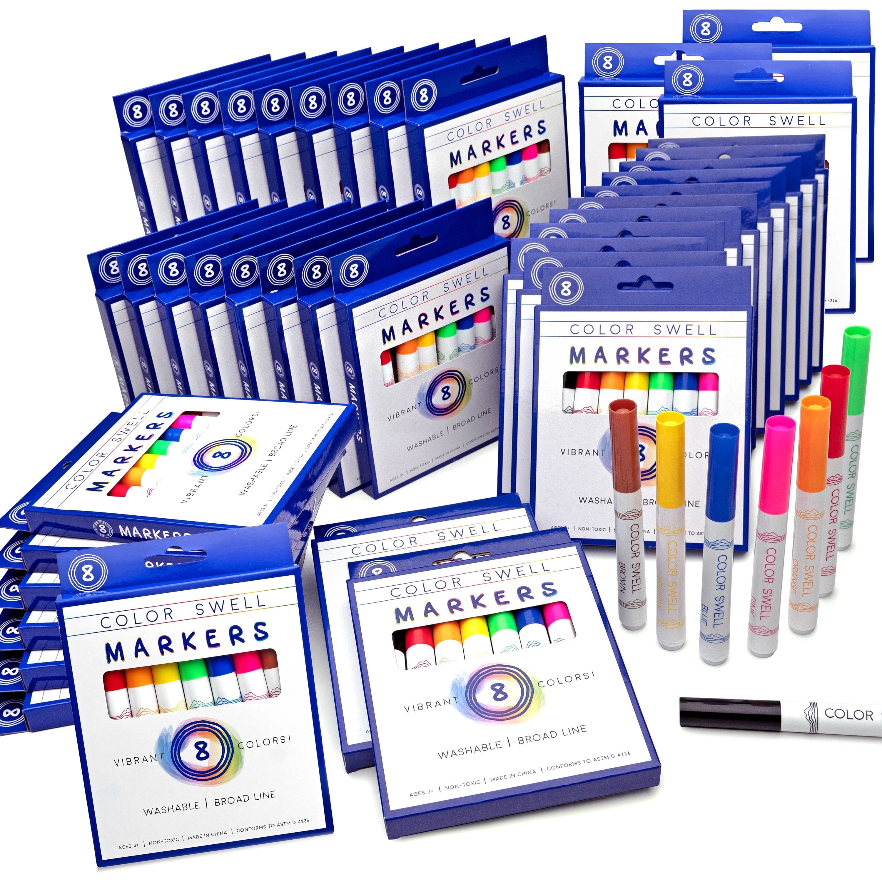Color Swell Bulk Washable Markers - 40 Packs 8 Markers per Pack (320 Markers Total)