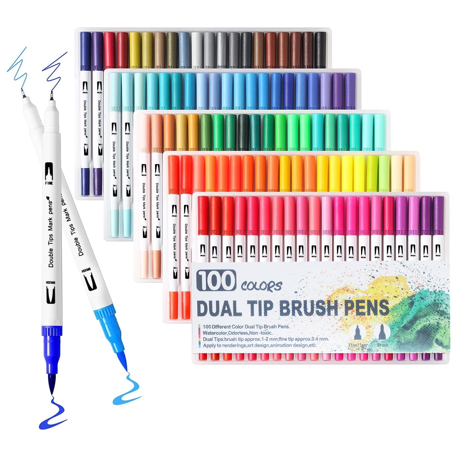 ASOVNXF Dual Coloring Markers Brush Pens, 100 Fine Point Art Markers,Coloring Markers for Adults Coloring Books No Bleeding, for Adult Book Cards Drawing Craft Kit Teacher Office Supplies