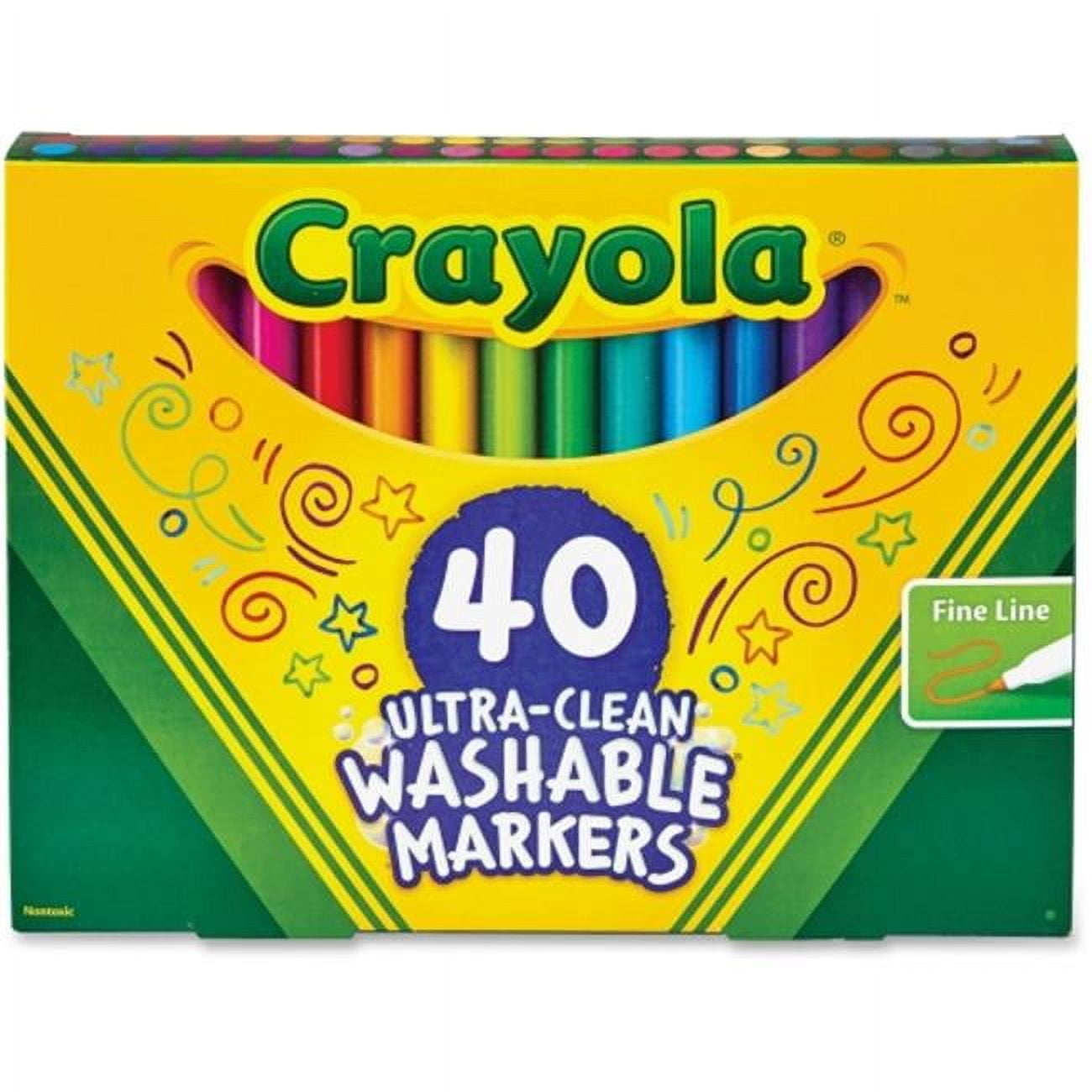 Crayola  Ultra-Clean Washable Classic Markers, Fine Point - Classic Colors, 40 per Set