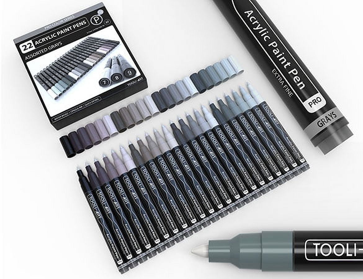 Acrylic Paint Pens 22 Assorted Red And Pink Pro Color Series Specialty Markers Set (0.7mm EXTRA FINE)