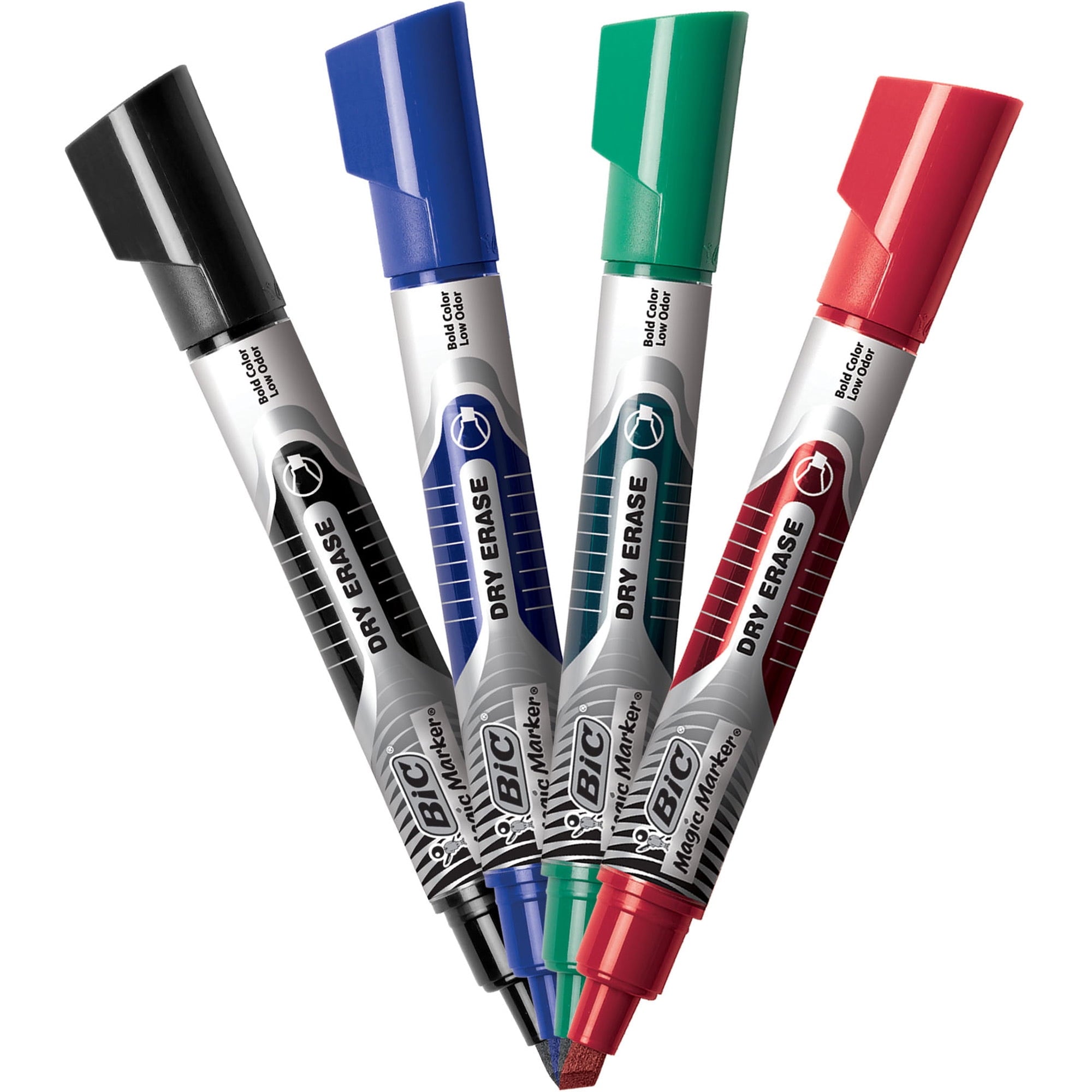 BIC, Chisel Tip Dry Erase Magic Markers, 4 / Set