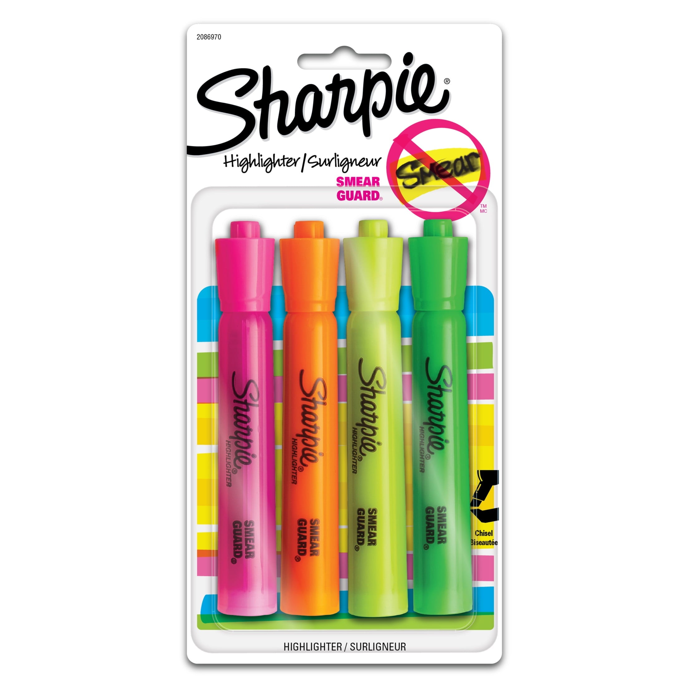 (3 pack) Sharpie Tank-Style Highlighters, Chisel Tip, Assorted, 4 Count