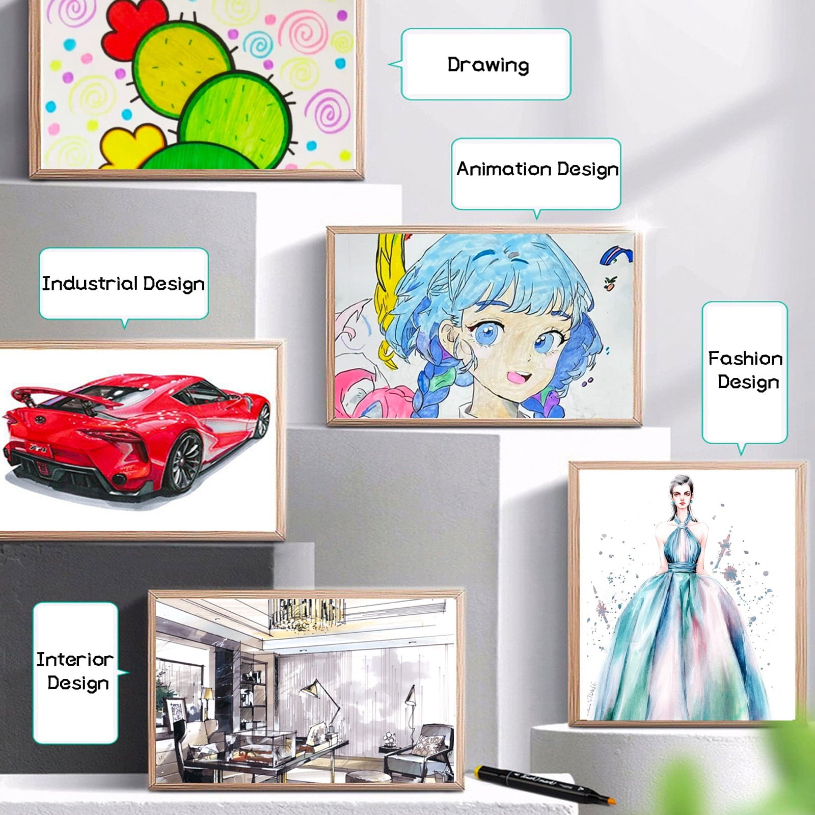 24 Colors Alcohol Markers Brush Tip Set ,Double Tip Paint Marker Pens for Adult Coloring Painting ,MIKOUJOS Art Marker