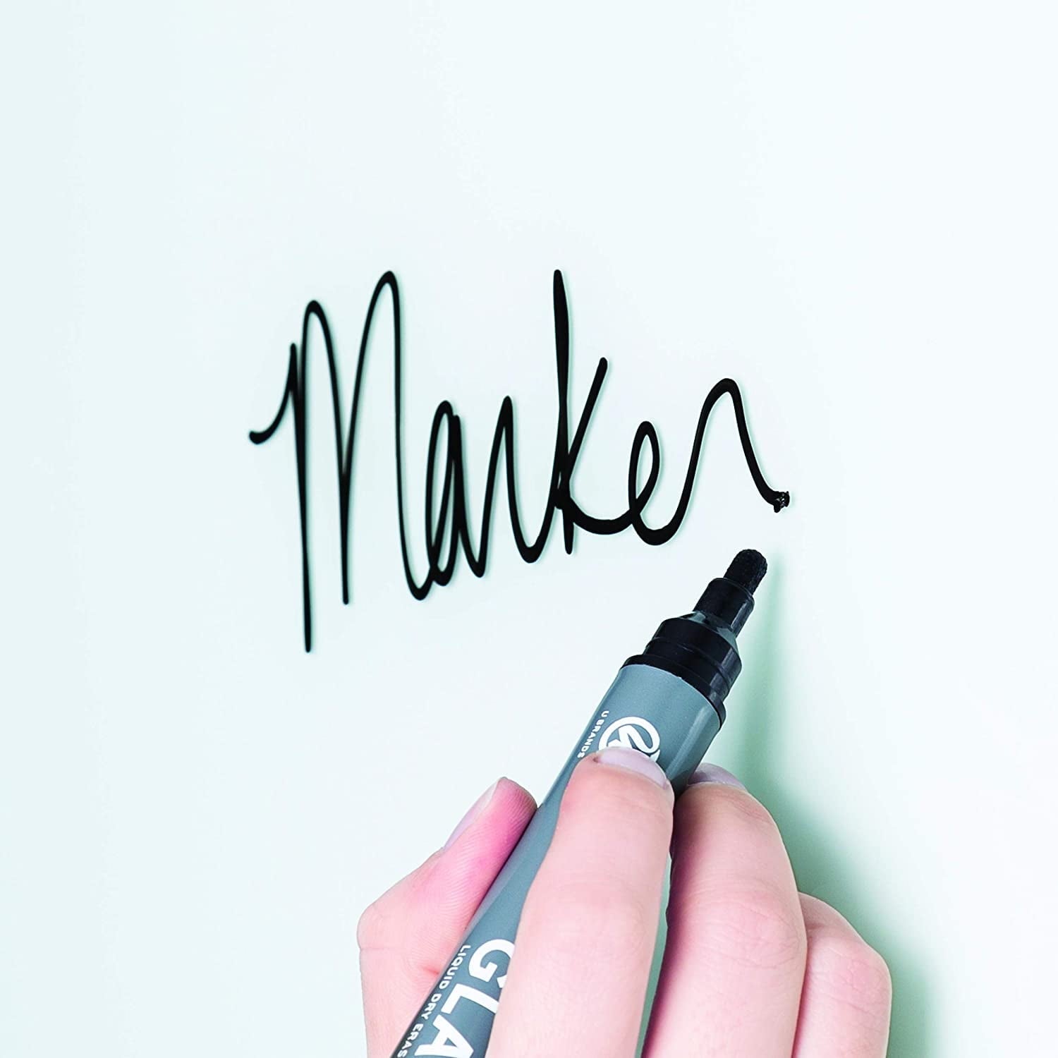 1PACK U BRANDS Bullet Tip Low-Odor Liquid Glass Markers with Erasers, Assorted Colors, 12/Pack