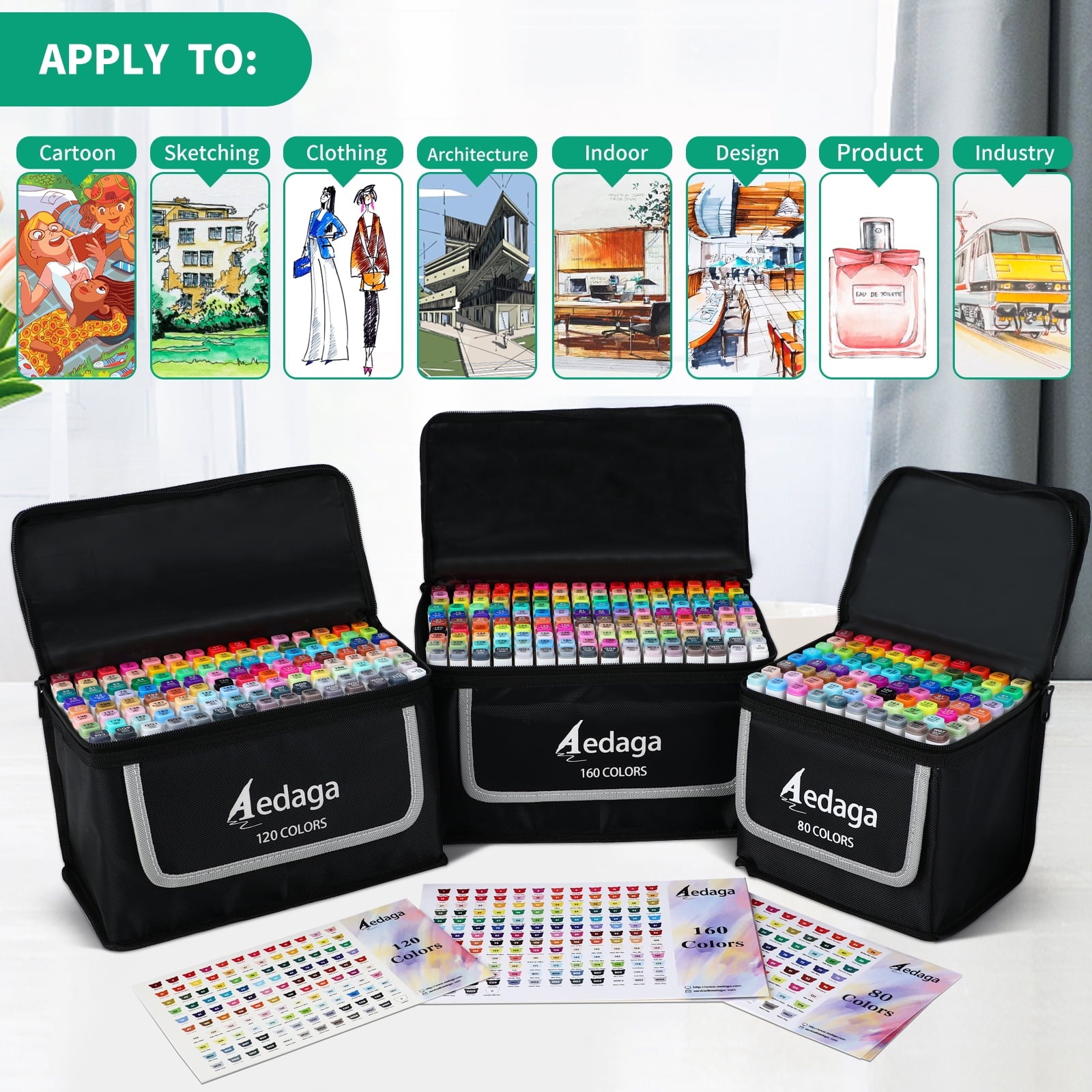 AEDAGA 120 Colors Alcohol Markers with Free App, Dual Tip Art Markers with Kickstand Case for Artists Adults and Kids. Alcohol Based Markers for Coloring Painting Sketching and Drawing, Great Gift.