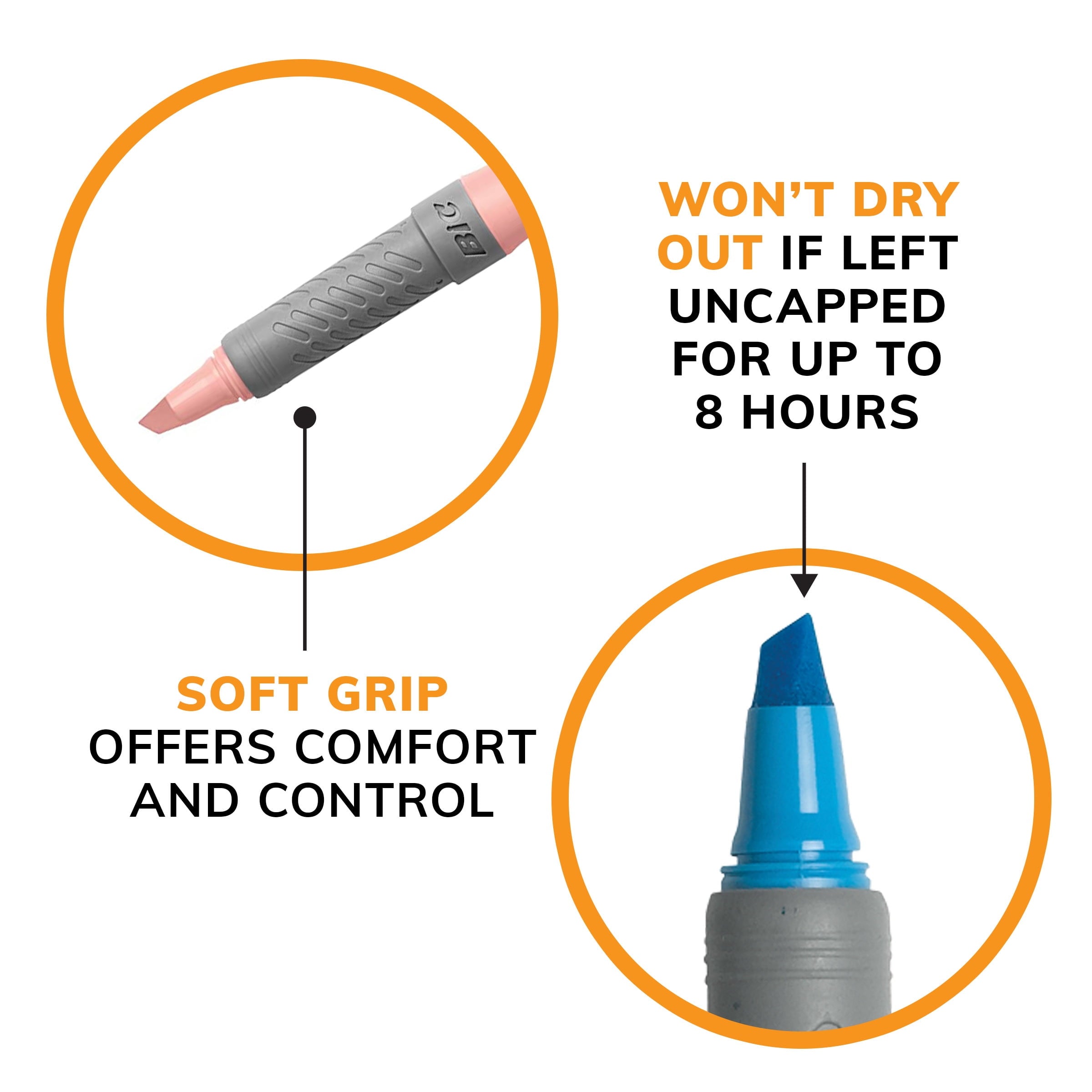 BIC Brite Liner Grip Yellow Highlighter, Chisel Tip, Yellow, Non-Toxic, 5-Pack