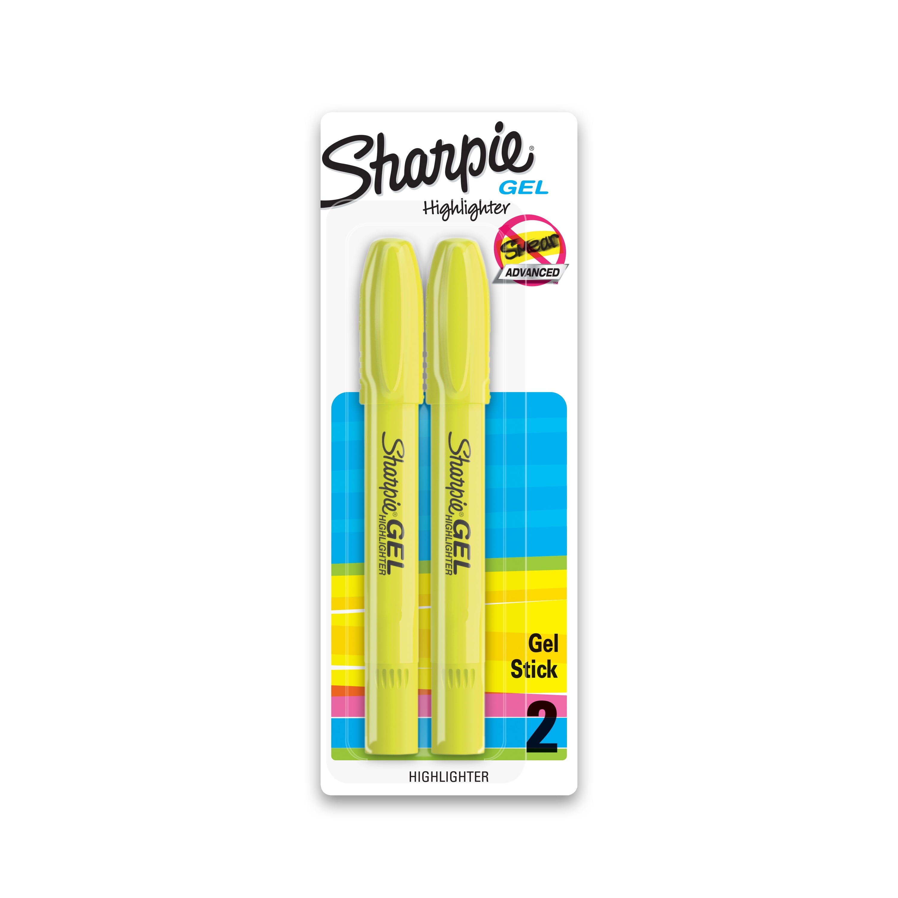 (3 pack) Sharpie Gel Highlighters, Bullet Tip, Fluorescent Yellow, 2 Count