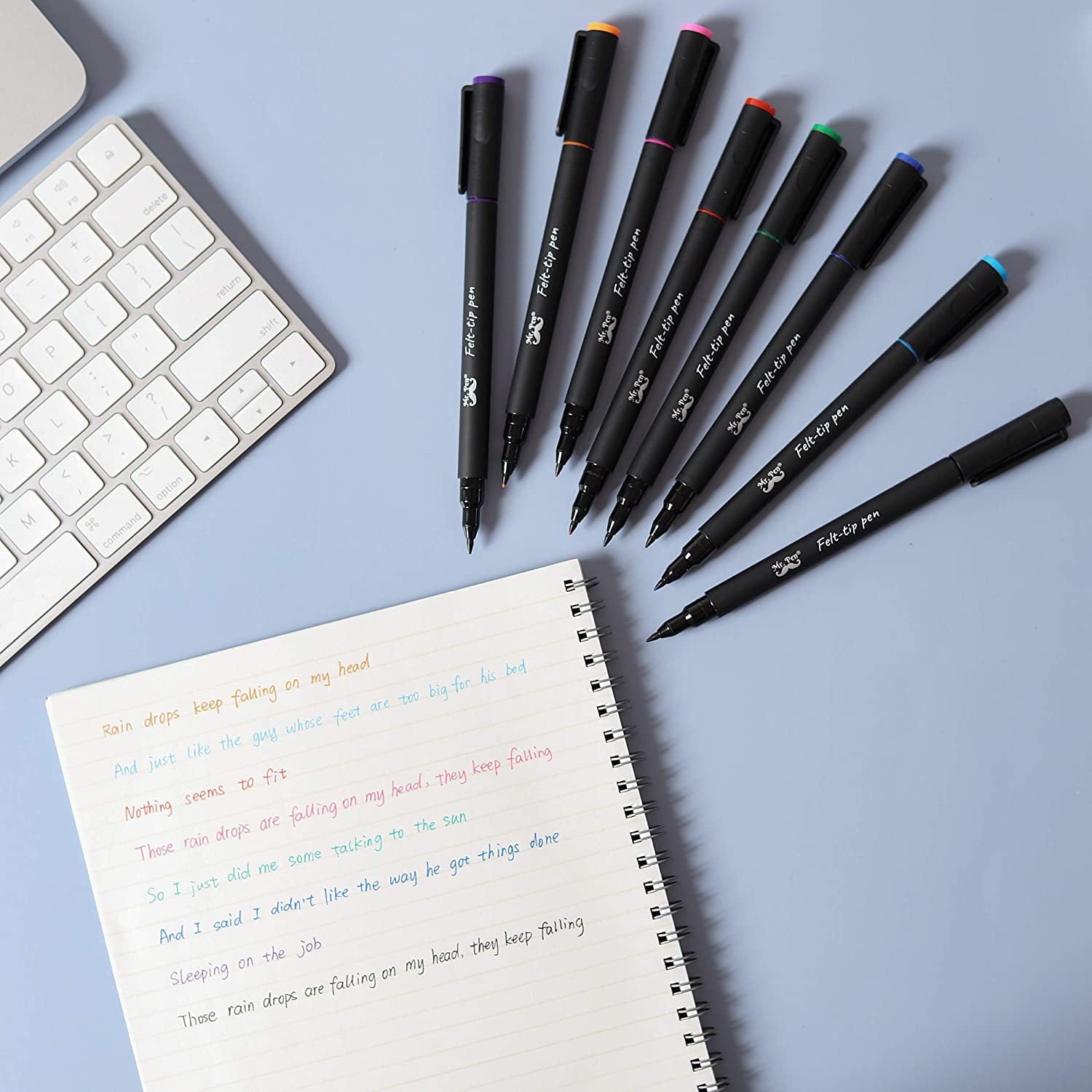 Mr. Pen- Pens, Felt Tip Pens, Pens Fine Point, Pack of 8, Fast Dry, No Smear, Colored Markers